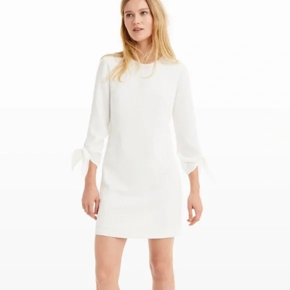 Club Monaco | Dresses | Club Monaco White Crepe Tie Sleeve Bow Detail  Sheath Mini Dress 6 | Poshmark